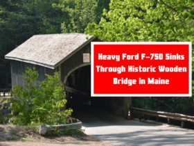 Heavy Ford F-750 Sinks Through Historic Wooden Bridge in Maine