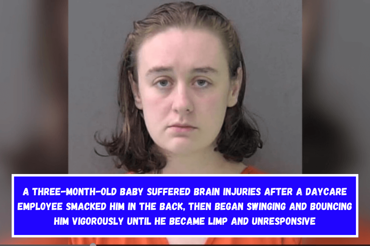 A three-month-old baby suffered brain injuries after a daycare employee smacked him in the back, then began swinging and bouncing him vigorously until he became limp and unresponsive