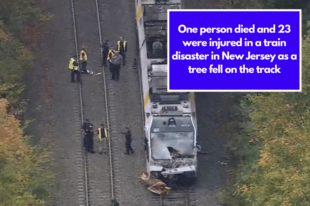 One person died and 23 were injured in a train disaster in New Jersey as a tree fell on the track