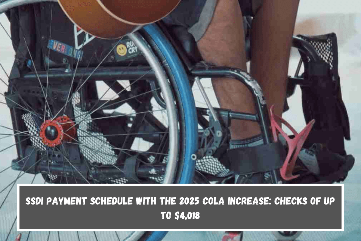 SSDI payment schedule with the 2025 COLA increase checks of up to $4,018