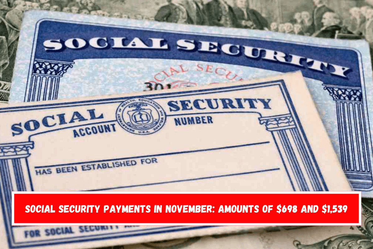 Social Security payments in November amounts of $698 and $1,539