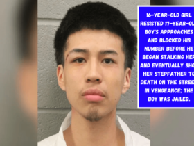 16-year-old girl resisted 17-year-old boy's approaches and blocked his number before he began stalking her and eventually shot her stepfather to death on the street in vengeance; the boy was jailed