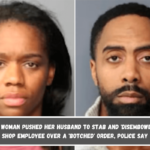 A Virginia woman pushed her husband to stab and 'disembowel' a pizza shop employee over a 'botched' order, police say