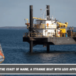 Off the coast of Maine, a strange boat with legs appears