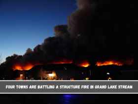 Four towns are battling a structure fire in Grand Lake Stream