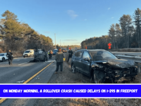 On Monday morning, a rollover crash caused delays on I-295 in Freeport