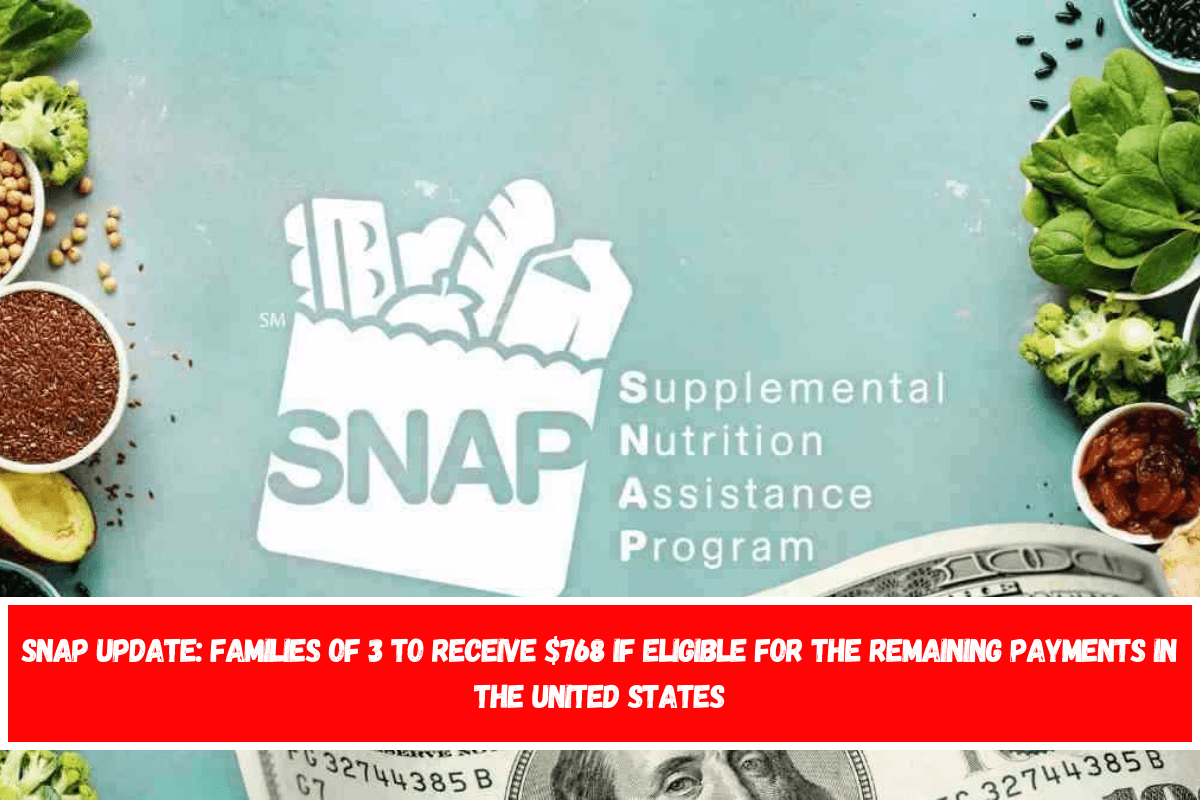 SNAP update Families of 3 to receive $768 if eligible for the remaining payments in the United States