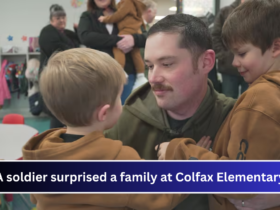 A soldier surprised a family at Colfax Elementary