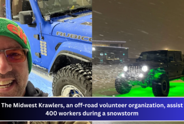 The Midwest Krawlers, an off-road volunteer organization, assist 400 workers during a snowstorm